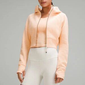 lululemon Scuba Full Zip Cropped Hoodie Heathered Peach Bellini Size 8